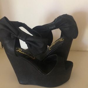 Black wedge open toe